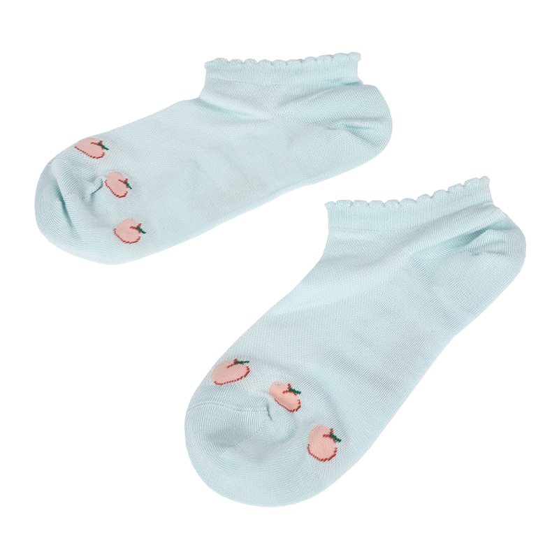 Großhandel oder benutzerdefinierte Damen Mesh Erdbeere Muster Y-genähte Ferse Tief geschnittene Socken