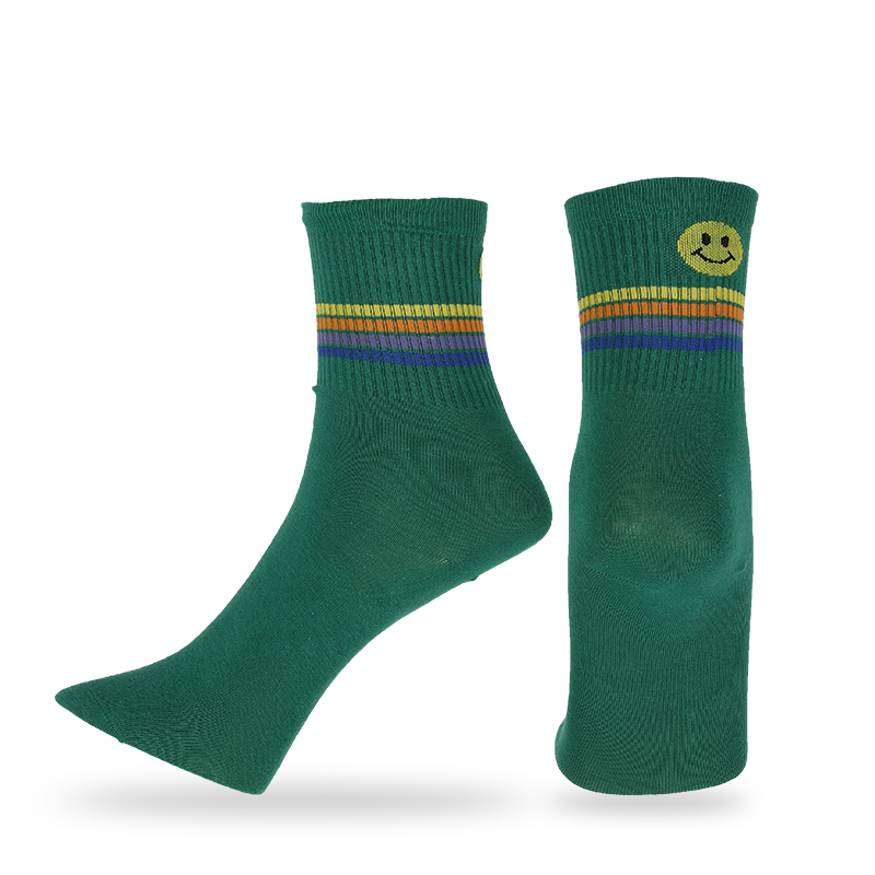 Großhandel oder benutzerdefinierte Herren klassische Viertel Socken mit Smiley-Muster und Streifen