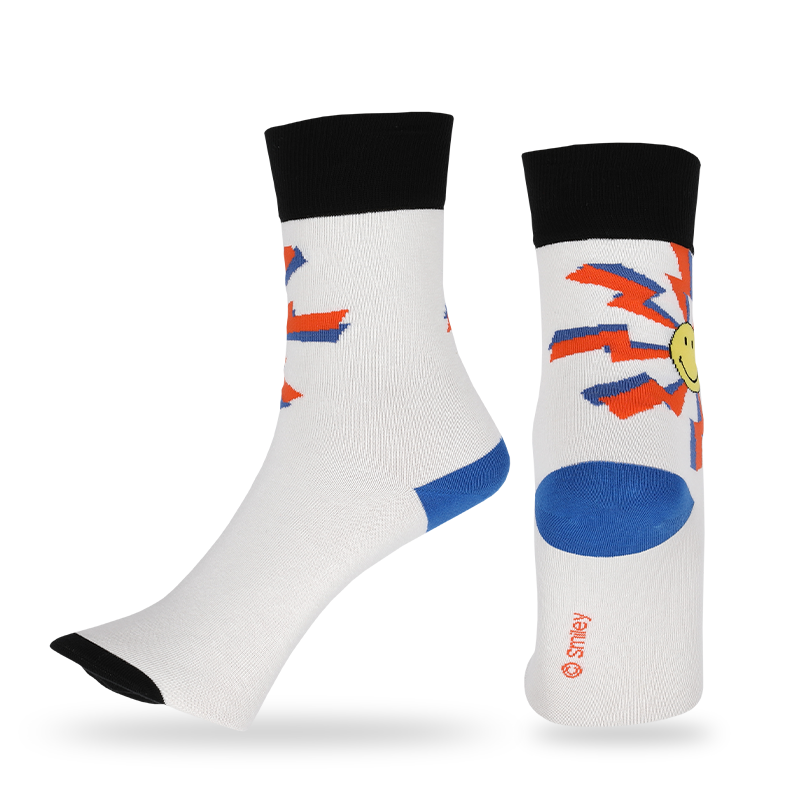 Socken mit Smiley-Muster oder anderen Designs für Herren mit Casual Crew Stay-up-Technologie