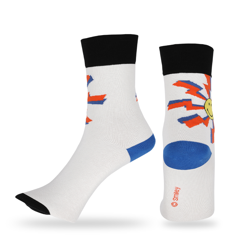 Socken mit Smiley-Muster oder anderen Designs für Herren mit Casual Crew Stay-up-Technologie