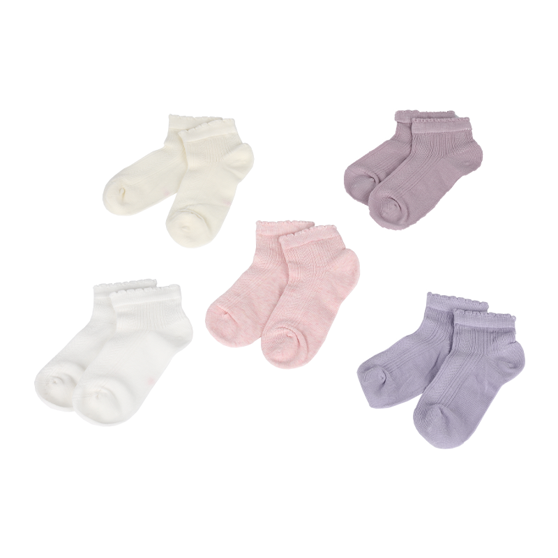 Großhandel oder benutzerdefinierte Kinder Sommersaison gerippte Jacquard-Socken mit Rüsche Kante
